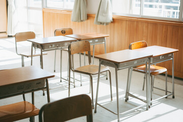 人のいない小学校の教室