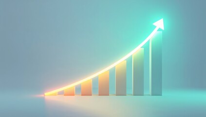 Modern Startup Business Growth with Teal and Yellow Upward Arrows