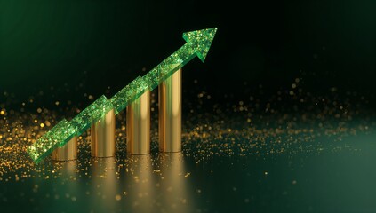 Luxury Financial Success Concept with Gold and Green Upward Arrows