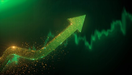 Luxury Financial Success Concept with Gold and Green Upward Arrows