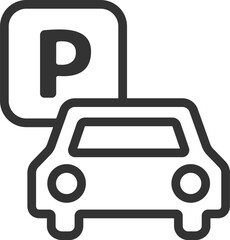 Fototapeta premium 駐車場（パーキング）のアイコン（線画）のイラスト