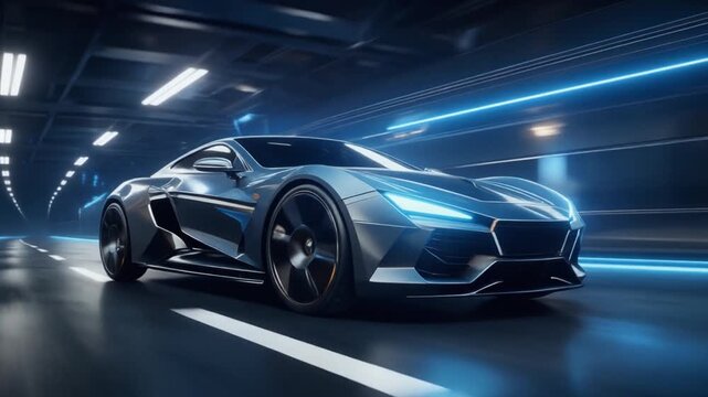 Blue-Lit High-Tech Supercar