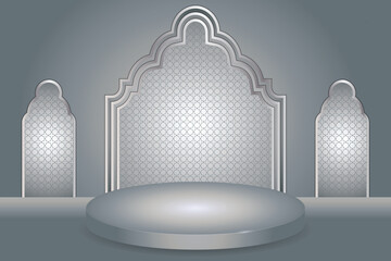 Islamic 3d podium background with pattern arch for product display mockup