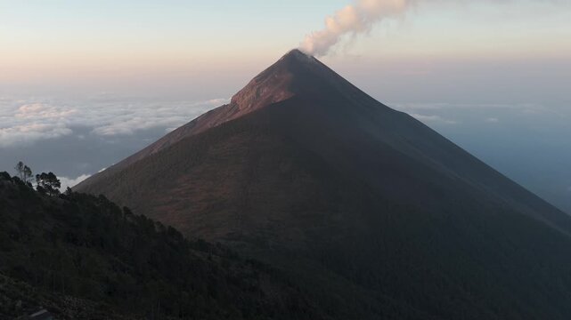 Eruption from Volc&aacute;n de Fuego in Guatemala from the slopes of the adjacent Acatenango volcano