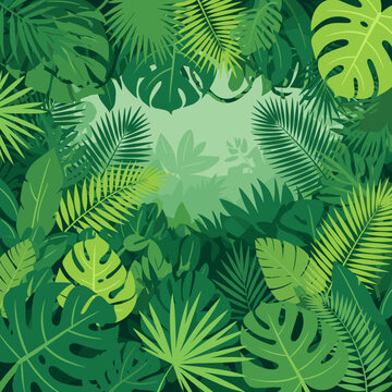 Vibrant green tropical jungle background with dense foliage