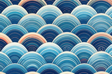 青海波　シームレスパターン