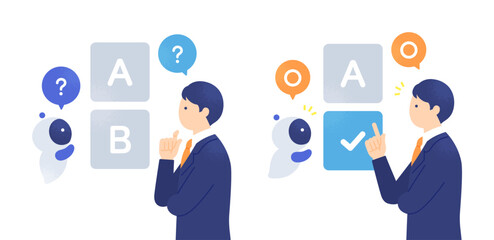 AIと人間が協力してA、B案を比較検討。最適な選択肢を共同決定するプロセスセット。