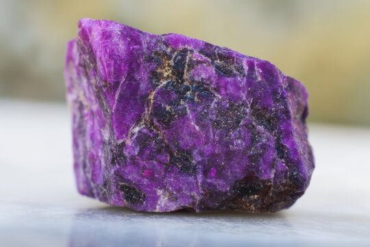 Sugilite macro, rare vivid purple stone texture, sometimes with black manganese matrix