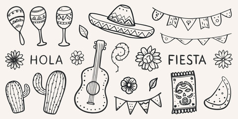 A collection of hand drawn mexican themed illustrations and lettering © Ajay