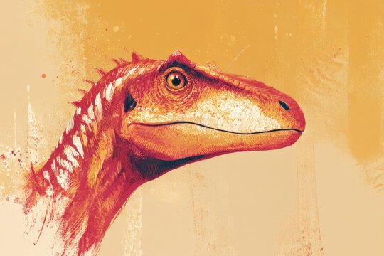 Abelisaurus Comahuensis Gouache Painting Style Expressive Dinosaur Art