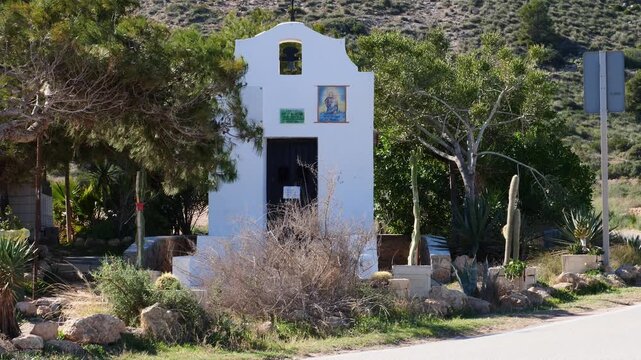 Hermitage of Our Lady of the Rosary in Santa Pola, Spain, on a windy day