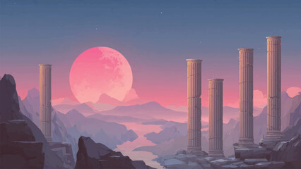 vector graphic giant moon for wall art, background, poster © creative