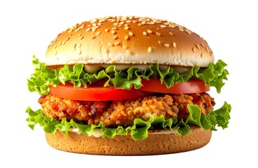 Delicious Fried Chicken Burger with Cheese and Lettuce