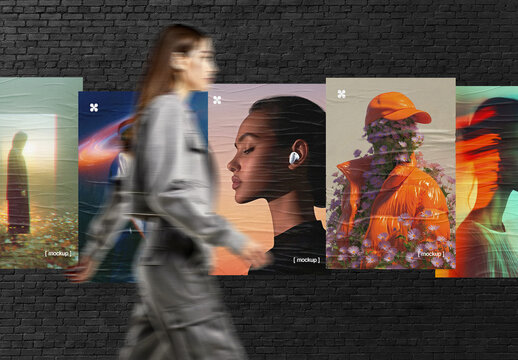 Black Wall Posters Mockup