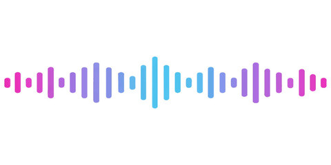 Obraz premium Blue sound wave vector illustration featuring a digital audio equalizer bar chart on a white background as a modern technology logo symbol for a successful business finance company concept design