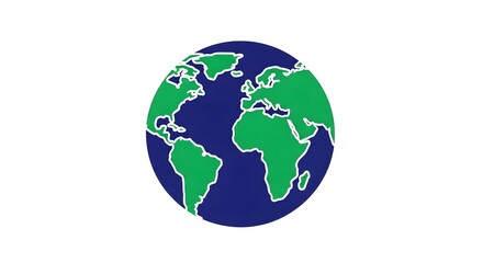 Simple flat illustration of Earth with continents on blue background