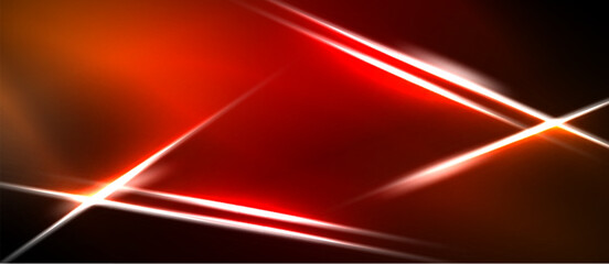 Abstract red background features bright white lines intersecting. Dramatic lighting creates dynamic visual impact. Minimalist design.