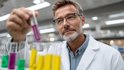 Scientist analyzing liquid samples in modern laboratory