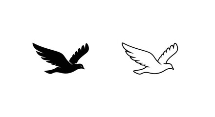 Obraz premium Set of 2 Flying Dove Icons Vector