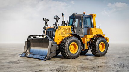 Fototapeta premium Yellow wheel loader heavy construction machinery isolated on white background