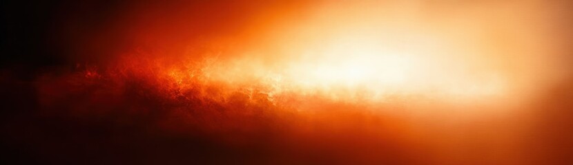 intense horizontal band of fiery orange and red smoke with bright glowing center and dramatic luminous haze