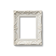 A white ornate picture frame isolated on white background