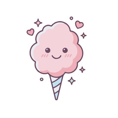 Fototapeta premium Kawaii Cotton Candy Icon Set Cute Pastel Vector