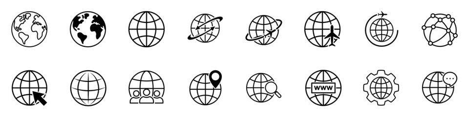 Globe world icon set. Vector illustration.