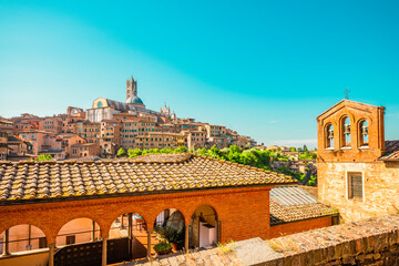 Naklejka premium Beautiful old town of Siena in Italy. Tourist destination in Italy.