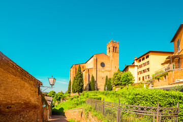 Naklejka premium Beautiful old town of Siena in Italy. Tourist destination in Italy.