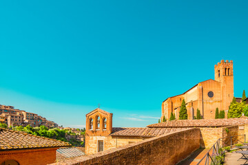 Naklejka premium Beautiful old town of Siena in Italy. Tourist destination in Italy.
