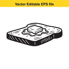 Obraz premium Butter on Toast Vector Illustration - Simple Black White Design