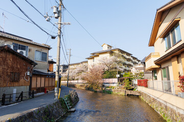 京都市白川筋　堀池橋から見た町並み