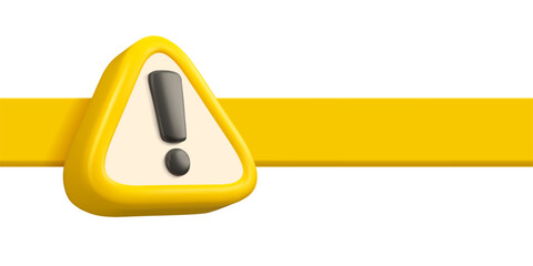 Obraz premium Vector 3d caution banner. Warning alert sign. Yellow attention design template
