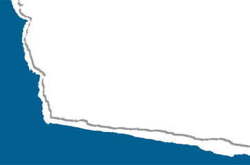 Blue torn paper background with a large white copy space. Abstract ripped paper edge with realistic texture, perfect for creative minimalist design, banners, or message notes