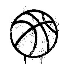 Basketball Ball Graffiti Street Art Style with Black Ink Spray Paint Drips © HENI