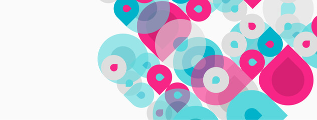 Fototapeta premium Abstract circles overlap, creating vibrant pinks, blues, purples. Minimalist design, clean background, modern aesthetic. Shapes suggest movement, depth.