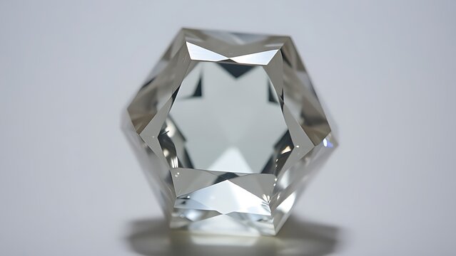 condoning. A naturally formed icosahedral crystal mineral, refracting geometric light in soft natural lighting against a clean background. STEM education sheets.