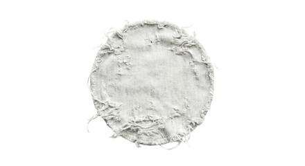Fototapeta premium Round white distressed denim patch on transparent background