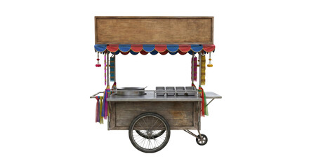 Traditional Thai street food cart with wooden frame on transparent background © shuphanida
