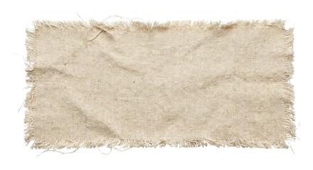 Blank rectangular linen fabric swatch on transparent background