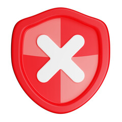 Obraz premium Red shield icon with cross denoting security denial