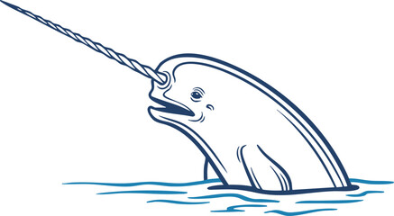 Narwhal Swimming Sketch Illustration © KEI KATA