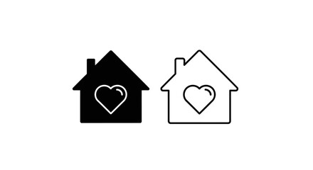 Fototapeta premium Home love icon set - minimalist Vector
