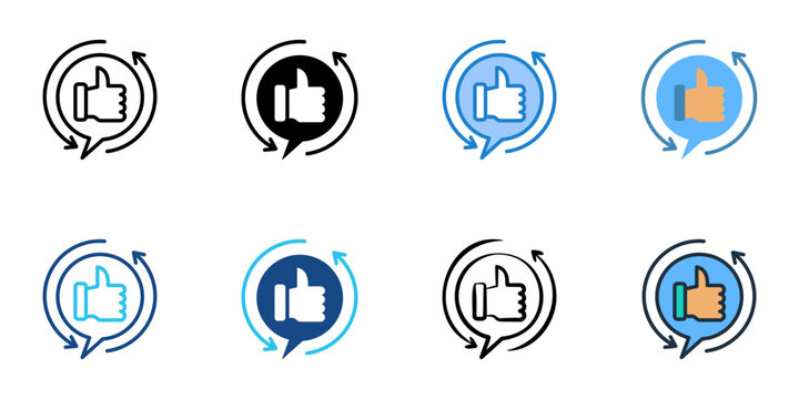 Feedback icons set multiple style collection. Editable stroke 
