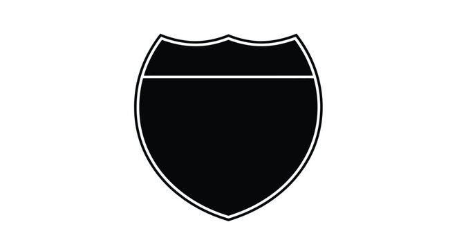 Black shield shape with white border a simple road sign silhouette