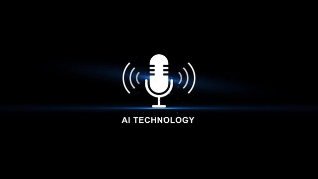 A i technology microphone with sound waves on black background ai technology artificial intelligence