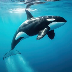 Obraz premium Orca swimming in deep ocean