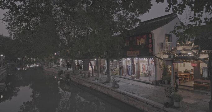 Charming Reflection of Traditional Buildings by the Calm Waterway. Zhujiajiao, Shanghai, China
