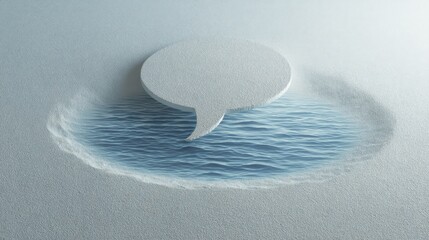 Obraz premium A conceptual speech bubble floats above a body of water, suggesting communication and dialogue